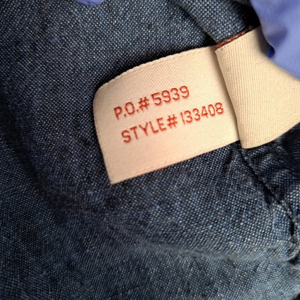 Carbon‎ 2 Cobalt Blue Medium 100% Linen Long Sleeve Button Front Casual Shirt